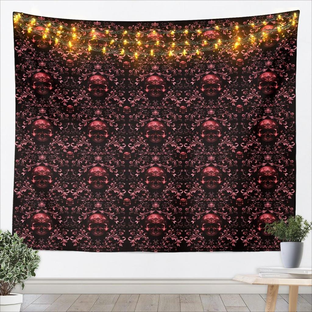 Kids Black White Wall Hanging Blanket for Boys Girls Teens Antique Victorian Baroque Wall Art Breathable Gothic Vintage Floral