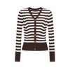 JUZUI Women's Retro Striped Slim-fit Wool Knit Sweater