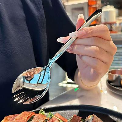 Stainless Steel Round Spoon Net Red Golden Dinner Long Handle Stirring Dessert Spoons For Kitchen Accessories Gadgets