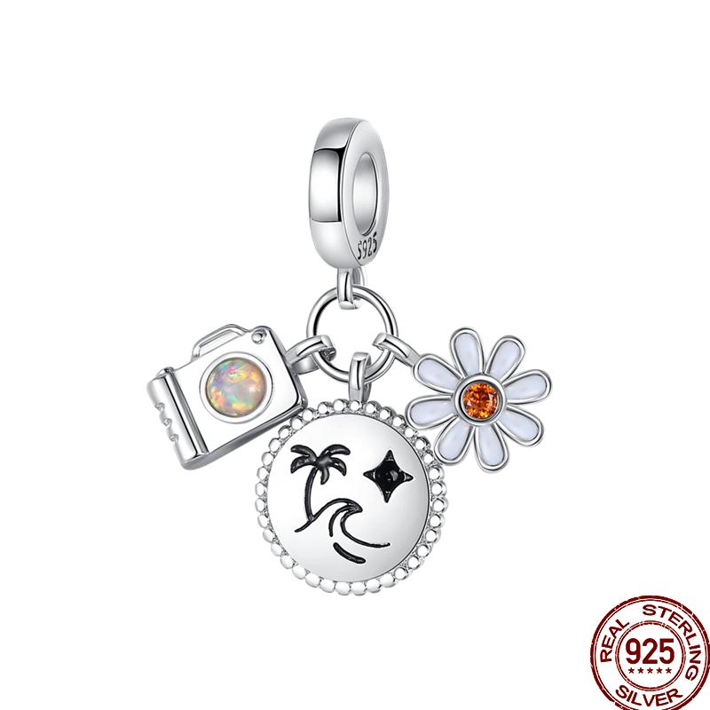 Frühlings-Charm Kupfer Vierblättriges Kleeblatt Schmetterling Libelle Anhänger Perlen Geeignet Für 3Mm Original Armband DIY