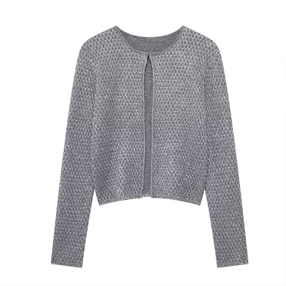 

TAOP&ZA Women s Sequin Metallic Thread Knit Top - Early Spring Collection S