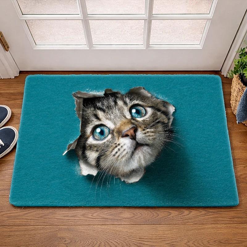 Cute Cat Bathroom Floor Mat Imitation Cashmere Floor Mat Household Bathroom Door Absorbent Foot Mat