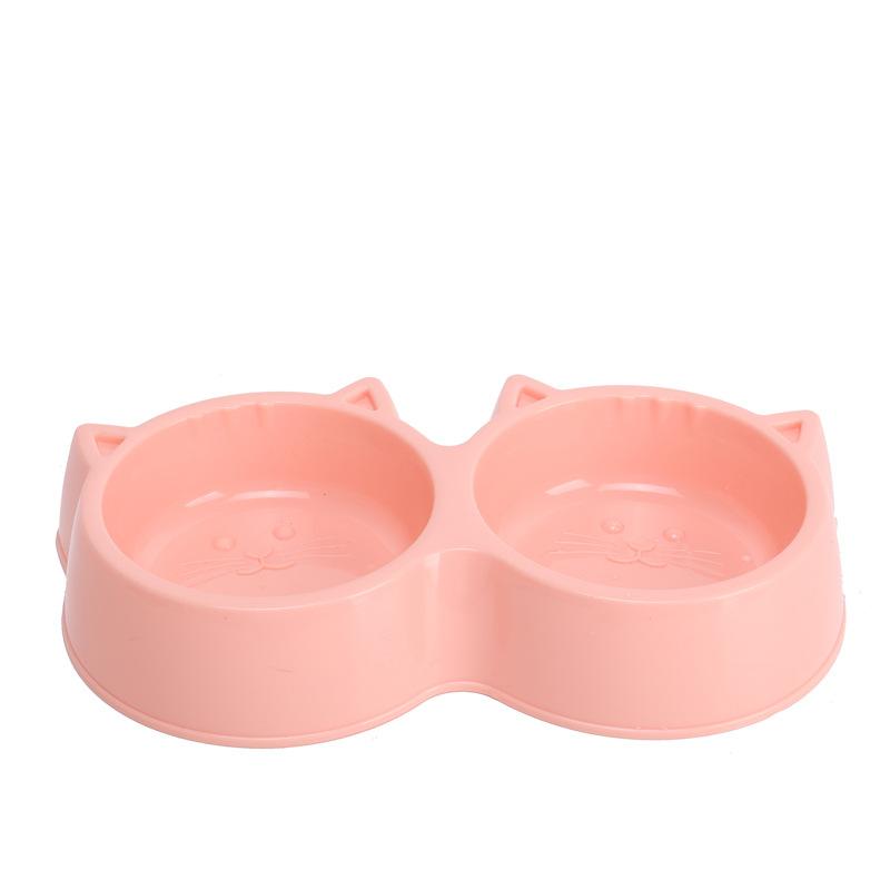 

Двойные миски защищают шейный отдел позвоночника Миска для питьевой воды и еды Противоударные и нескользящие миски для кошачьего корма Товары для собак и кошек розовый