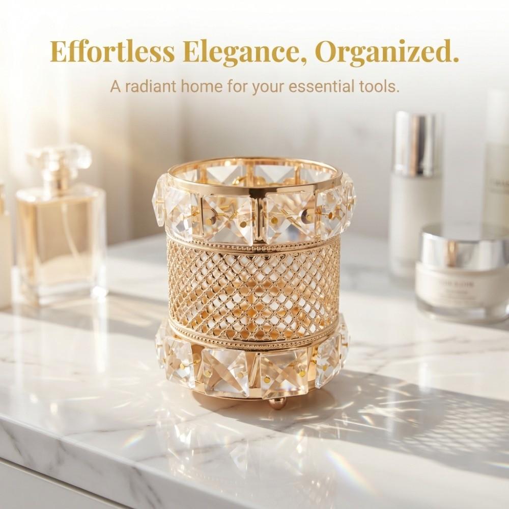 Crystal Cosmetics Brushes Storage Cup Elegant Cosmetic Storage Box Personalized pen holder  Makeup