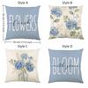 Linen Hydrangea Cushion Cover Flower Printed Cushion Case Pillowslip Throw Pillow Cover  Bedroom
