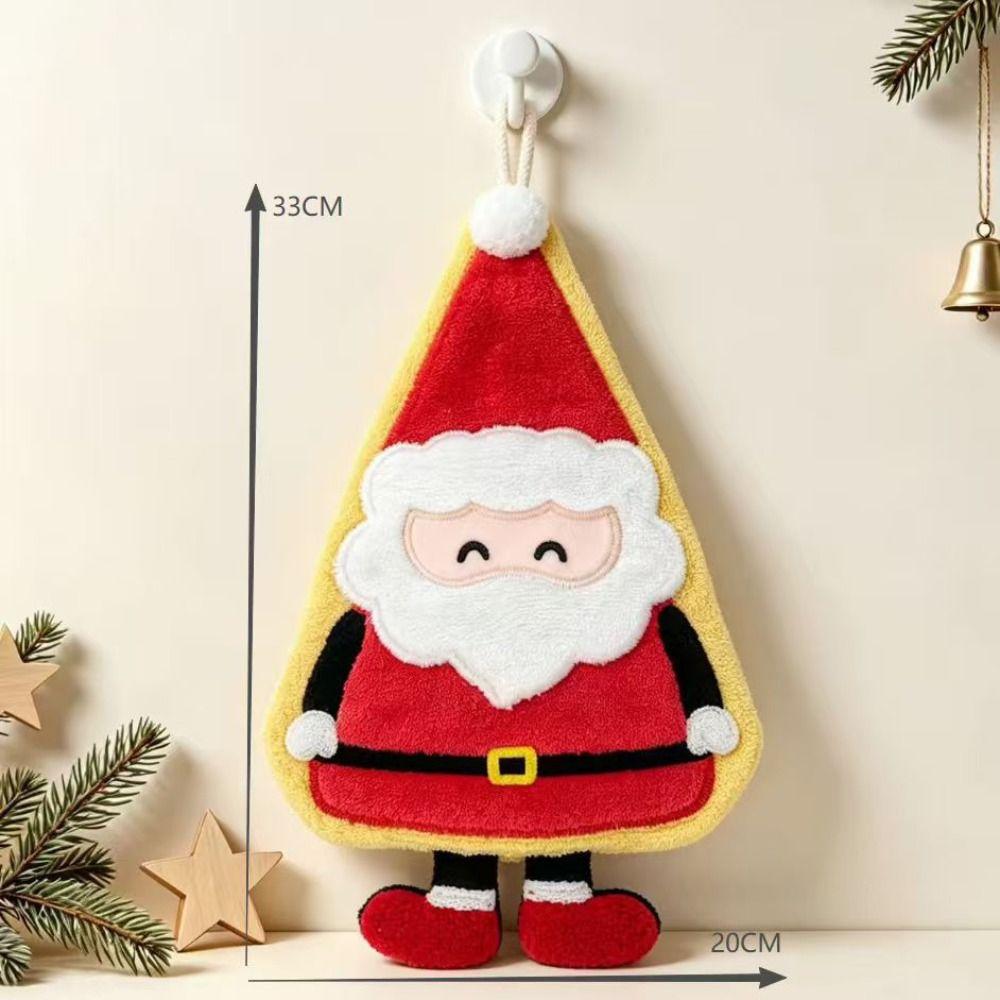 Coral Fleece Christmas Hand Towels Quick-drying Christmas Tree Handkerchiefs Xmas Decor