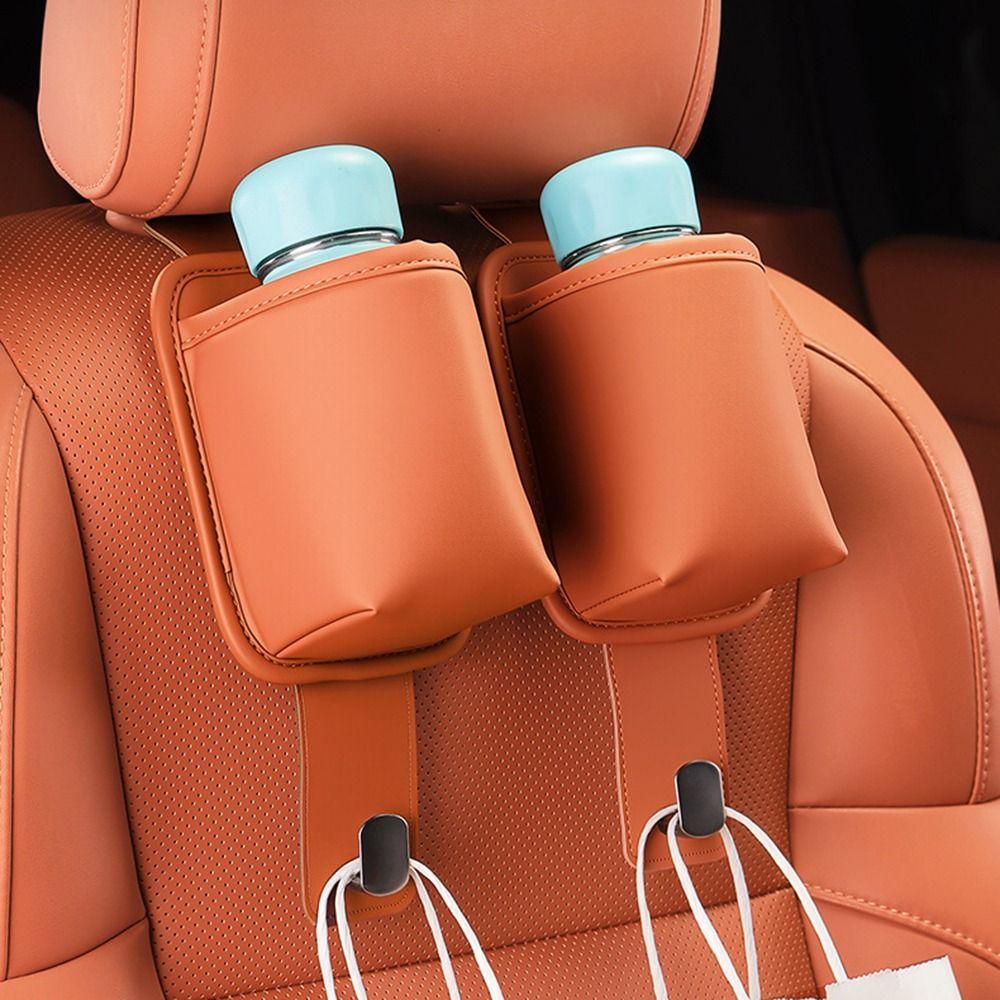 PU Leather Headrest Hanger Multi-Functional Hanging Backrest Cup Holder Auto Interior