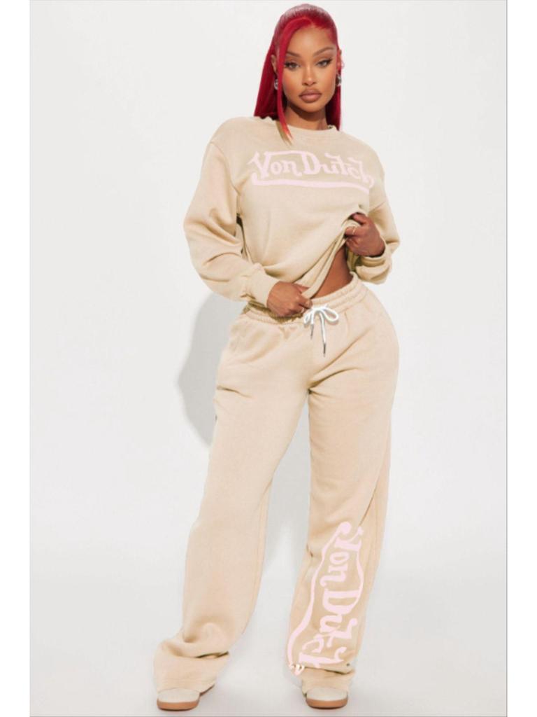 Dámská sada s potiskem Von Dutch: Volné, ležérní a módní Streetwear pro pohodlné každodenní nošení.