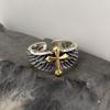 Cross Wing Rings For Men, Adjustable Gothic Statement Index Finger Ring, Punk Rock Jewelry, Graffiti Bold Design