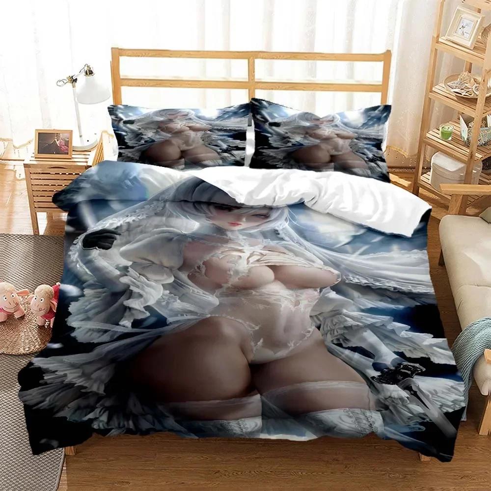 Sexy Anime Beauty Digital Print Comfortable Duvet Quilt Cover Pillowcase Bedding Set Children Bedroom Decoration Home Textile