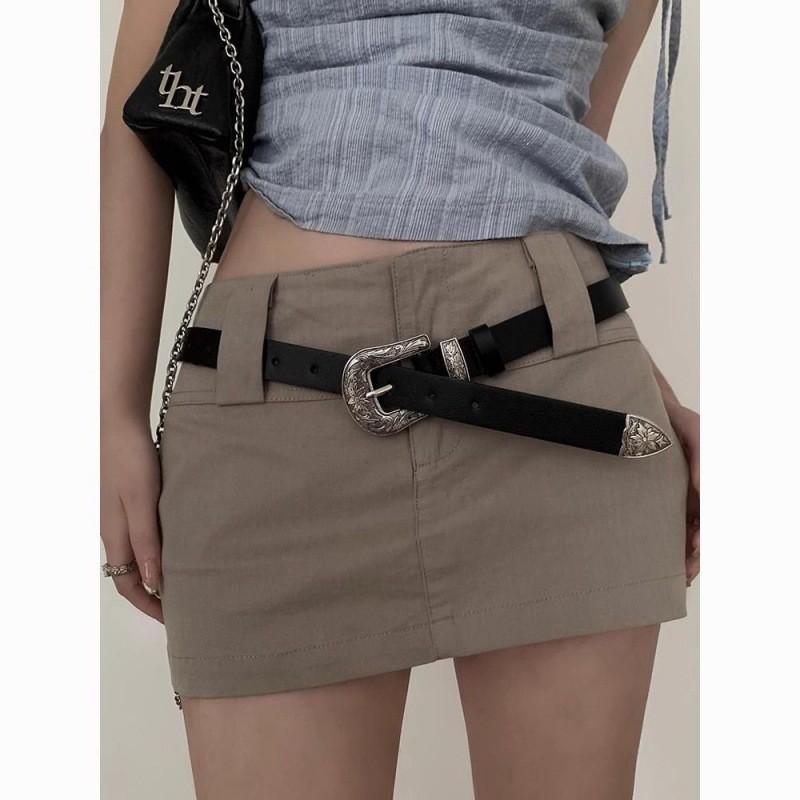 

Stylish Retro American Denim Pants For Women With Fashionable Belt In Classic Black And Brown For 2023 Fall Collection коричневий