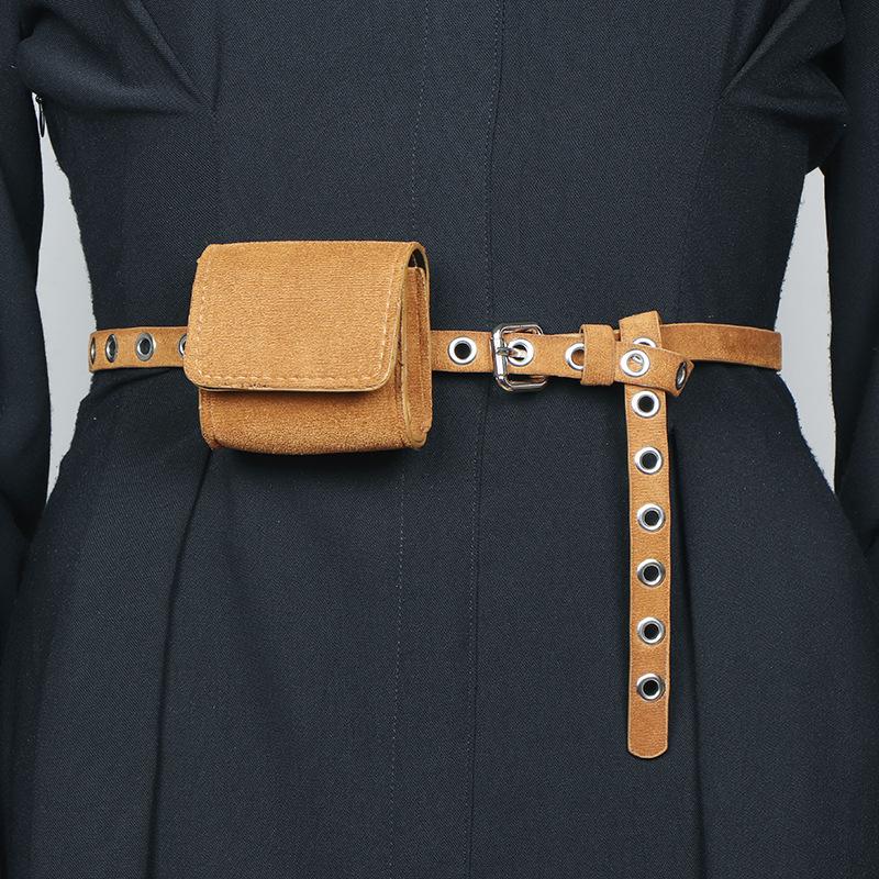 Mini-Tasche im koreanischen Stil aus Leder: Vielseitiger Damengürtel für modische Outfits im Jahr 2024 kamelfarben