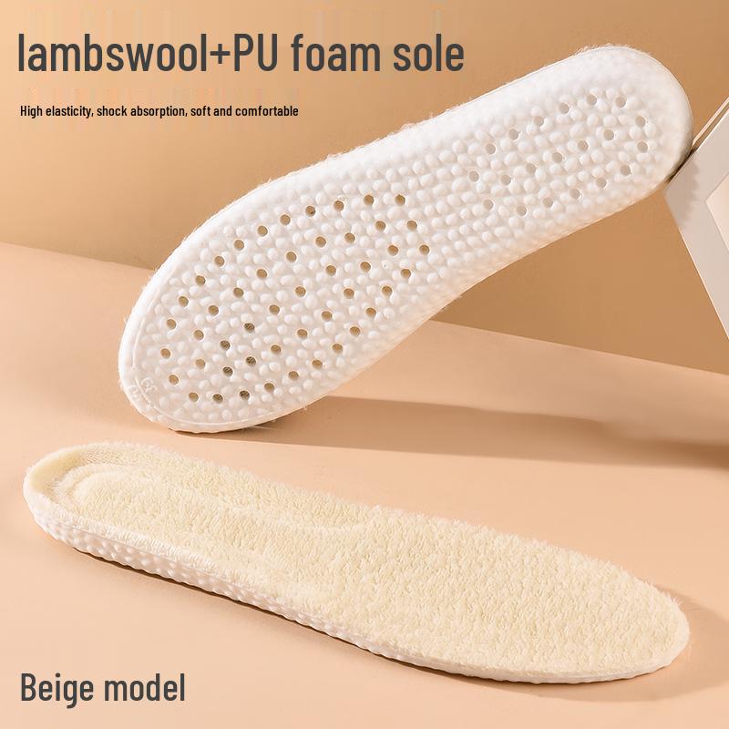 Fleece-Lined Shock-Absorbing Winter Insoles with Massage and Comfort