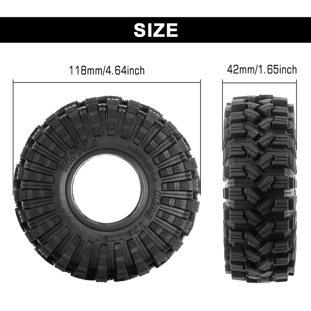 Injora King Trekker 1.9" All Terrain Tires For 110 Rc Crawler (118*42Mm) (S5)