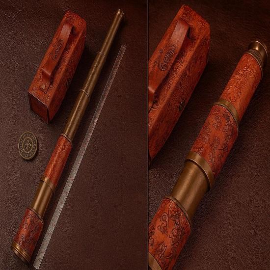 Nautical Brass  Telescope, Leather Case, Pirate Spyglass, Sailor Gift