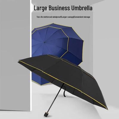 Large Men's Business Folding Umbrella with Ten Ribs - Custom Logo Option Available