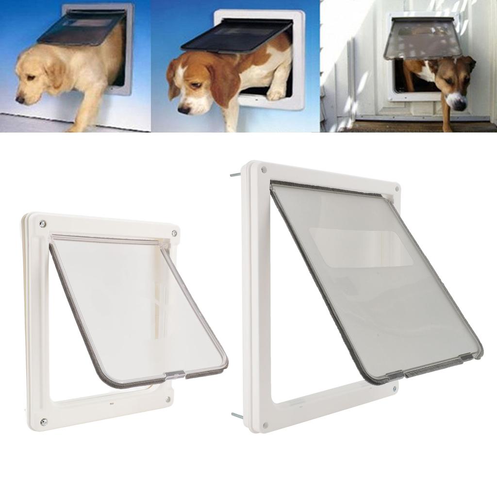 Pet Flap Door Noiseless 2 Way Weather Resistant Interior Exterior Cat Dog Door for Pet Crate Enclosu