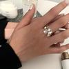 Niche Design Lotus Leaf Female Fashionable Petal Open Finger Ring Frosted Hypoallergenic Casual Everyday Dainty Minimalist Size Adjustable Ring