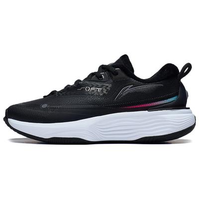 Li Ning Weiches Warmes Fleece Stoßdämpfend Atmungsaktiv Low Top Laufschuhe Damen Sneaker Schwarz AGLT124-1