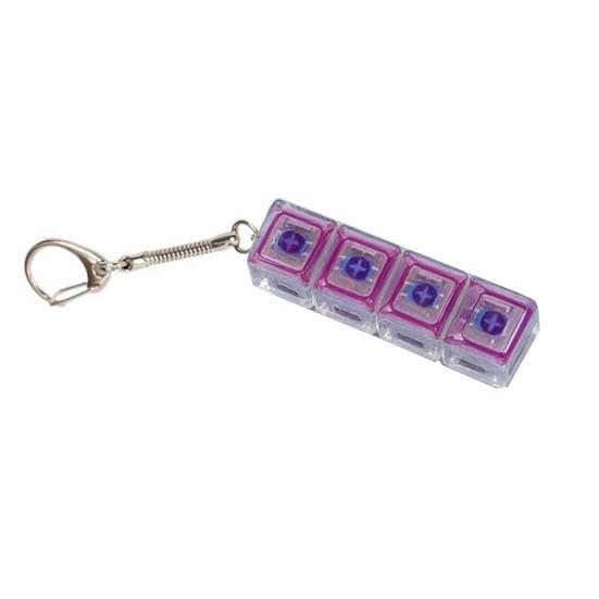 Clear 4-Keys Fidget Keyboard LED Light-up Anxiety Relief Finger Clicker Keychain Office School Travel Focus Decompression Button Sensory Toy