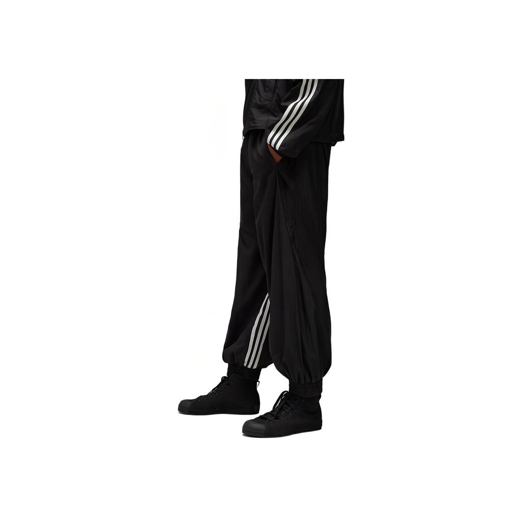 Y-3 Nylon Shell Pants Comfortable Casual Striped Knit Sports Pants Men Pants Black JD5998