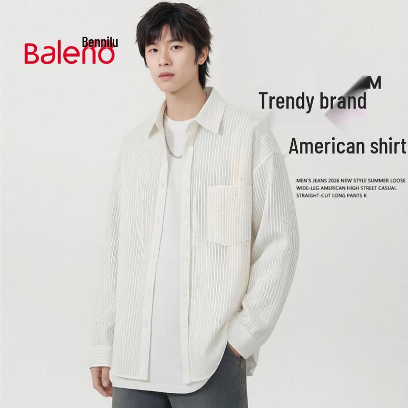 Baleno Men s Basic Vertical Stripe Cotton Shirt M