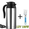 12V 24V Auto Heating Cup 750ML Stainless Steel Car Kettle with Lighter Plug Electric Water Heater Bottle for Travel