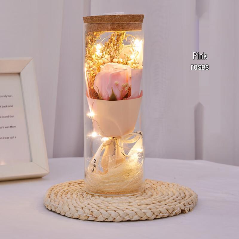 Nordic Romantic Gypsophila & Rose Soap Flower Gift Dome