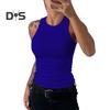 Women Vest Round Neck Sleeveless Elastic Slim Fit Tops Solid Color Sport Camisole Summer Gym Fitness Tops
