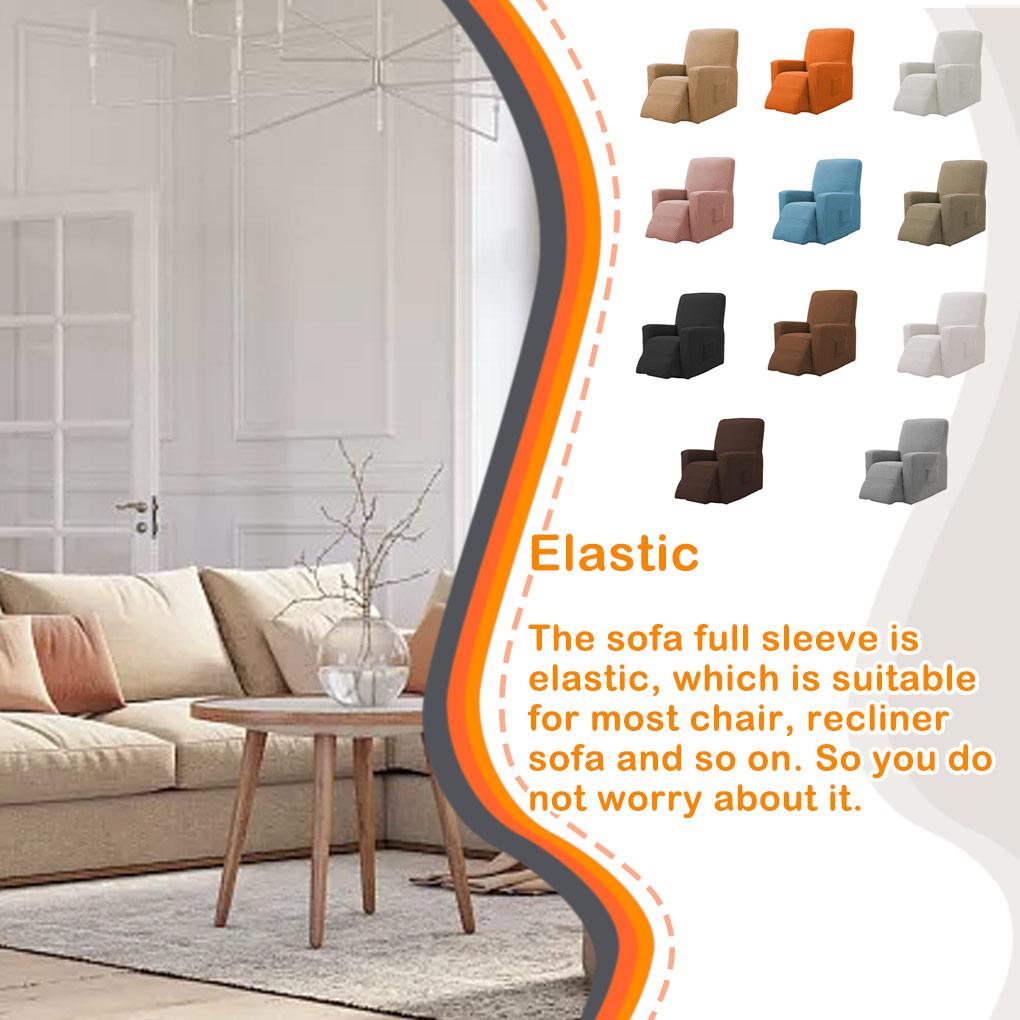 Recliner Cover Universal Solid Color Full Sleeve Slipcover Chair Dust-proof Seat Anti-slide Protector for Bedroom Room
