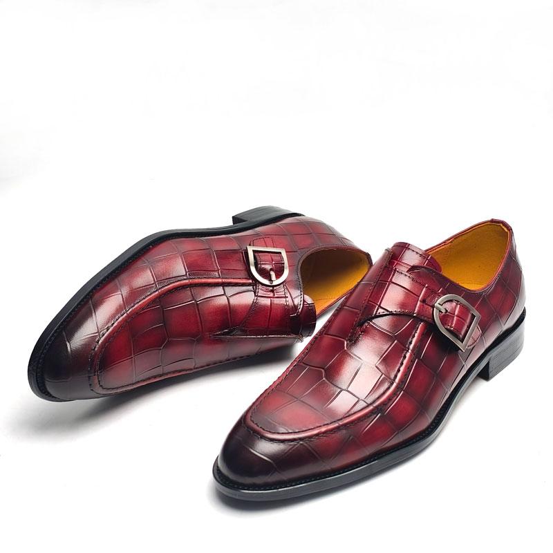 Fashion New Style Casual Shoes For Men Top Layer Cowhide Leather Red Dress Shoes For Wedding Business Loafers Fashion Shoe Rubber Bottom