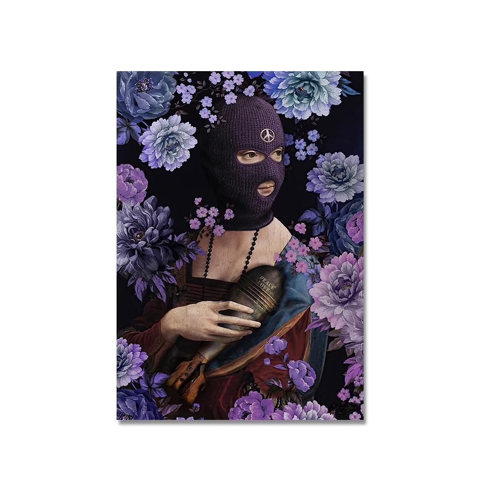 

Девушка в маске, фиолетовые цветы, картина маслом на холсте, знаменитые картины, настенные художественные постеры и принты для гостиной, домашний декор, без рамки 21*30cm