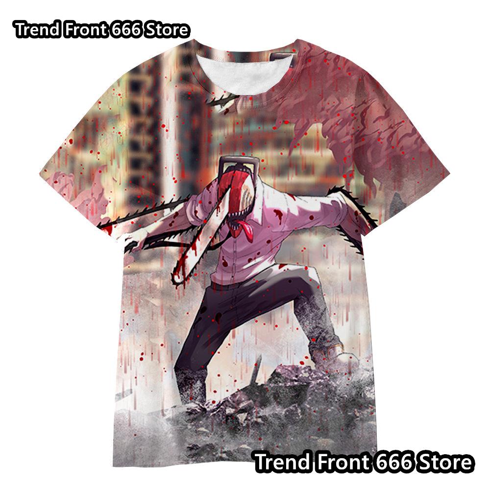 Chainsaw Man Anime 3d Prited Tops Boys Tshirt Girls Tshirts Children's Short Sleeve T-shirt Child Casual Clothes 4-14 Years