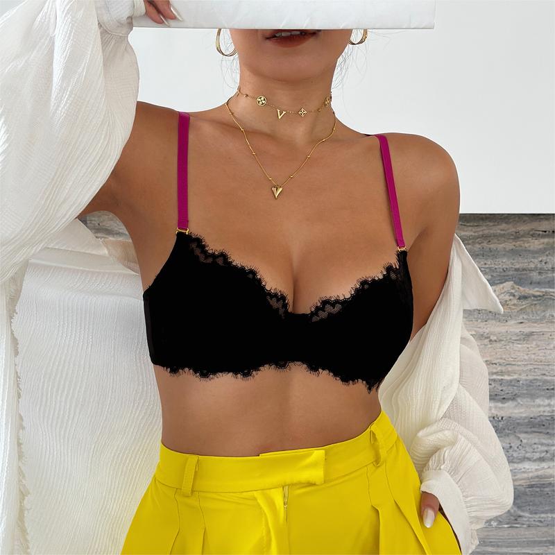 Thin lace sexy women's seamless bra, comfortable upper support, large chest, small French adjustment type gathering underwear