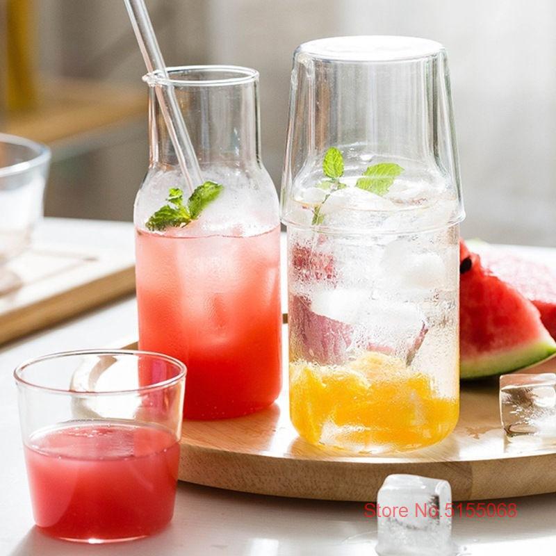 Transparent Cold Kettle And Cup Suit Office Drink Glass Super Cheap Water Jug Set For Girls Coffee Milk Lemonade Bottle Tumbler