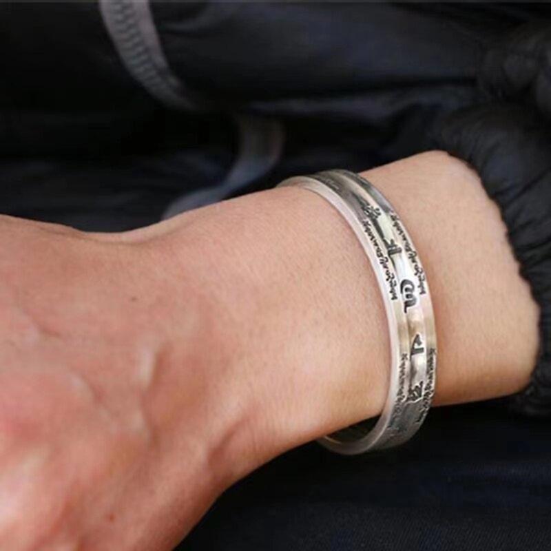 Engraved Cuff Bracelet Vintage Silver-Tone Alloy Wrist Bangle with Open Slip-On Design for Everyday Outfits and Casual Simple Gifting