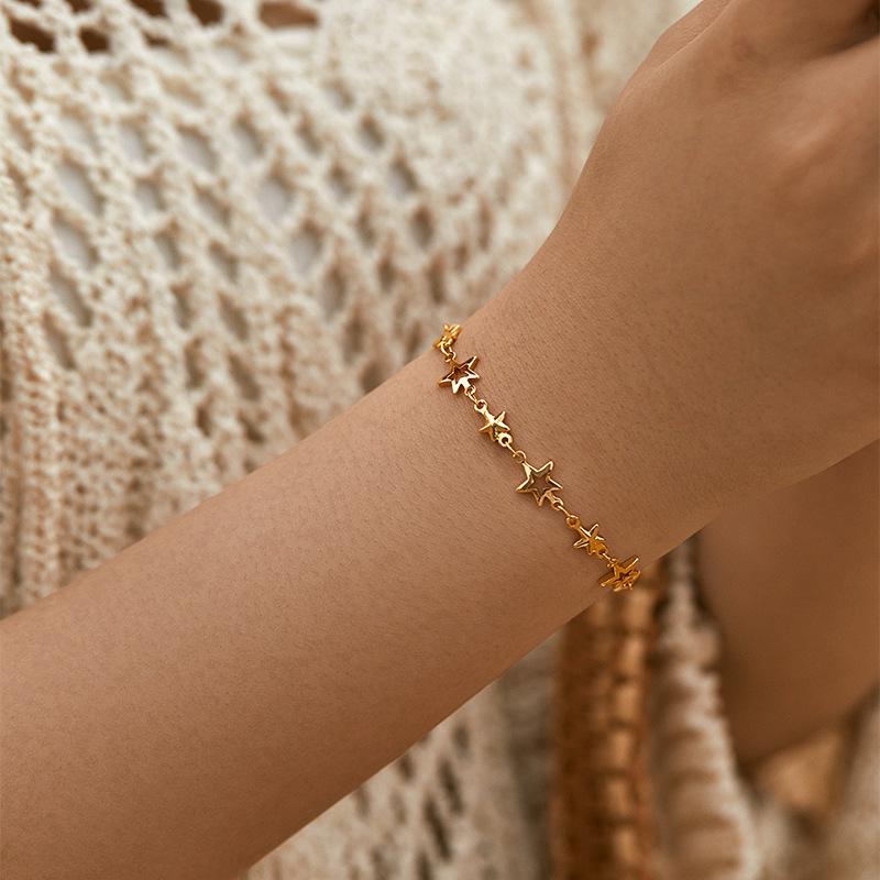 Star Niche Design 18k Gold Plated Adjustable Sweet Bracelet For Women