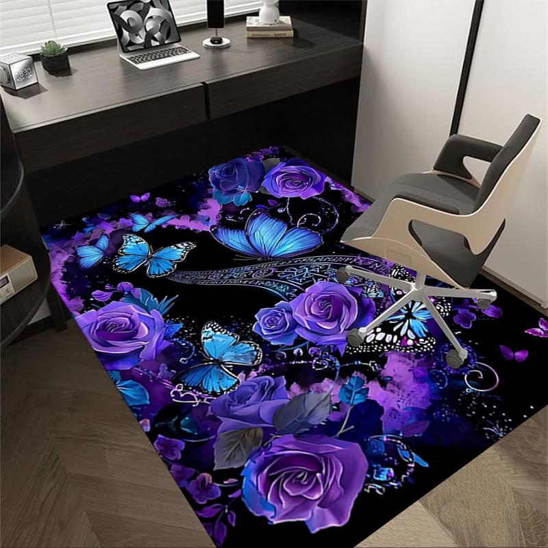 1PC Butterflies Flowers Non-Slip Floor carpet, Office, family, bedroom, Studio - Large Area Rug,Decorative Mat, Longlasting Material-C0492 60cm by 90cm