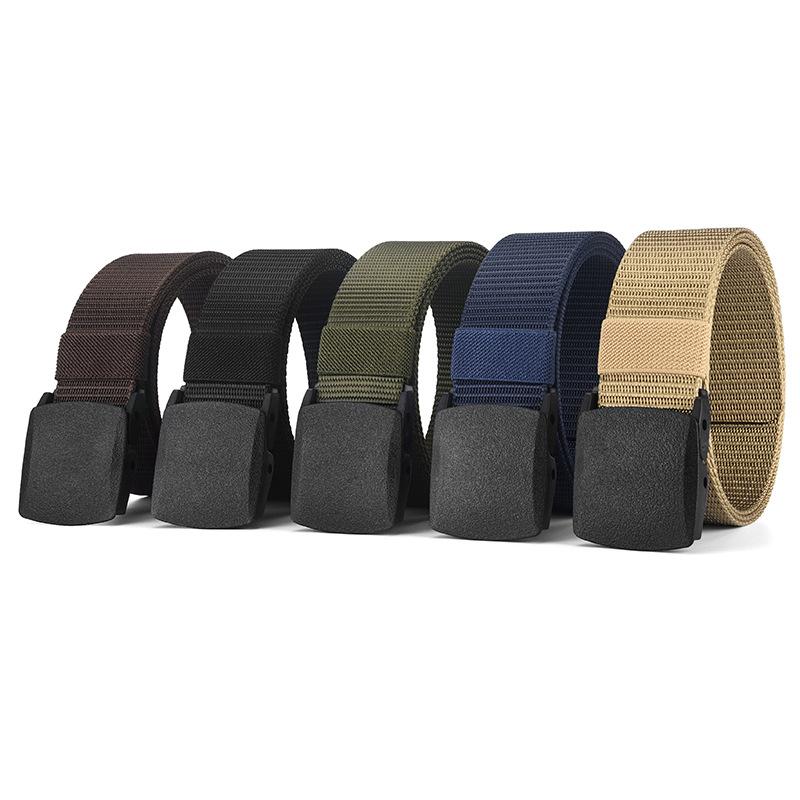 Canvas Belt Men'S Belt Women'S Metal Free Security Check Military Training Automatic Buckle Casual Jeans Outdoor