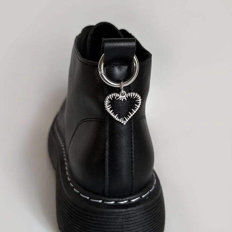 2Pcs Metal Hollow Stars Silver Hearts Pendant Boots Shoes Buckles Y2K Style Shoe Decoration DIY Women Fashion Shoes Accessories