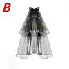 Xiaomi 2026 Halloween 2 Tier Veils for Brides Womens Layered Black Tulle Short Wedding Veil Veil with Bow Wedding Halloween Cosplay