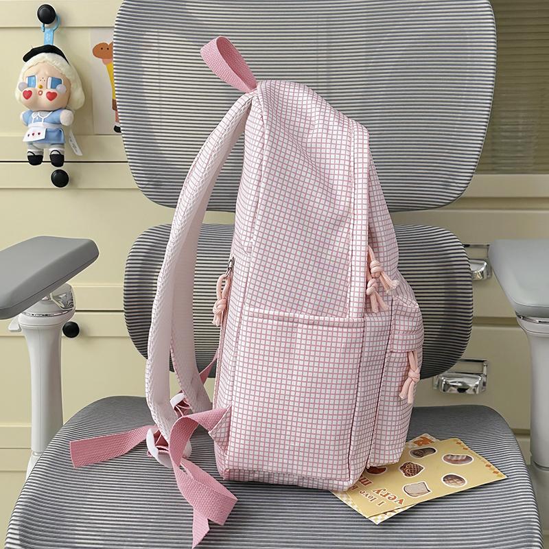 Student Schoolbag Large Capacity Check Backpack