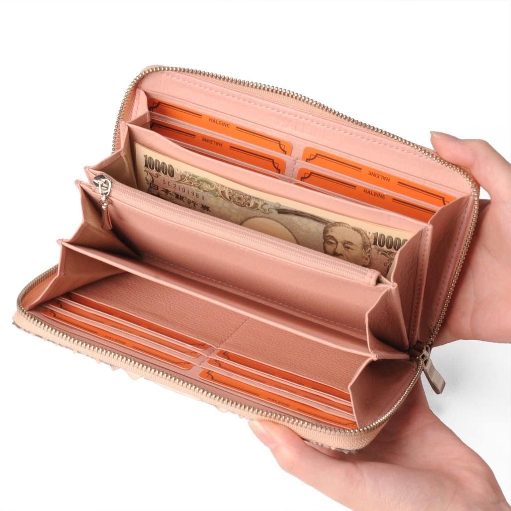 [HALEINE] Women's and Men's Long Wallet, Python Leather, Single Piece, Round Zipper: Cyprus