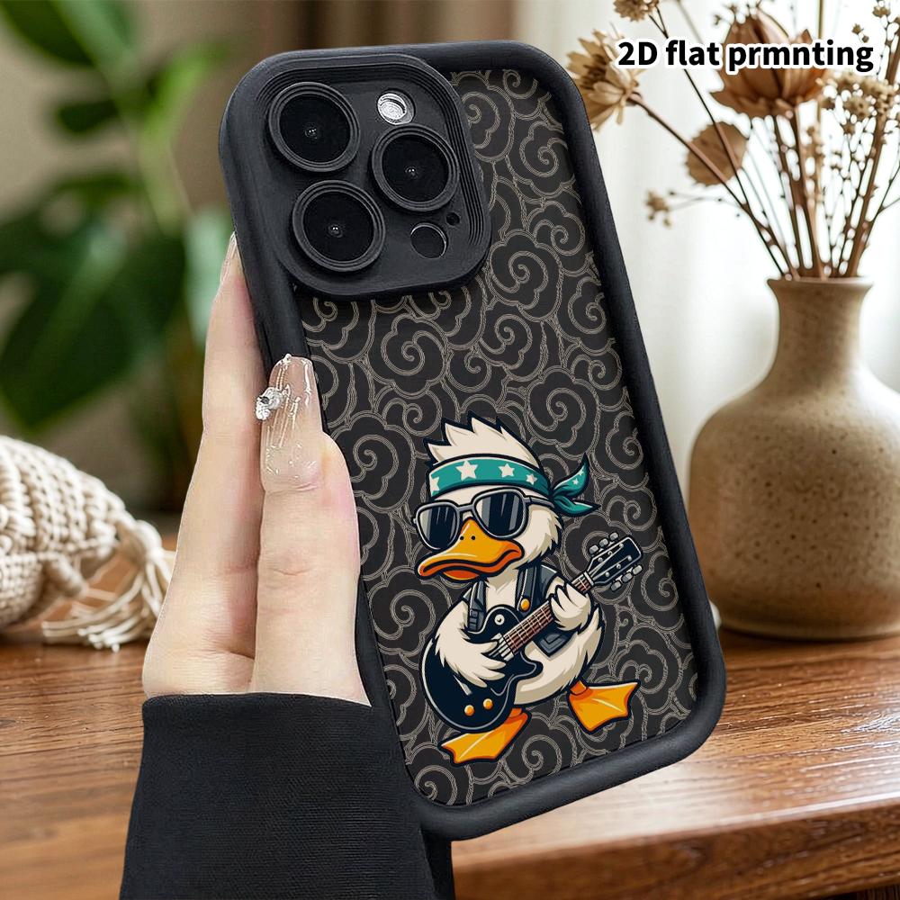 Phone Case: 2D Flat Design Suitable for iPhone 18 17 16 15 14 13 Pro Protective Case, Unisex, Rock White Duck, Christmas and Halloween Gift