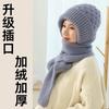 Hat female autumn and winter warm knitted wool snow hat cycling mother fashion ear protection headgear scarf integrated hat