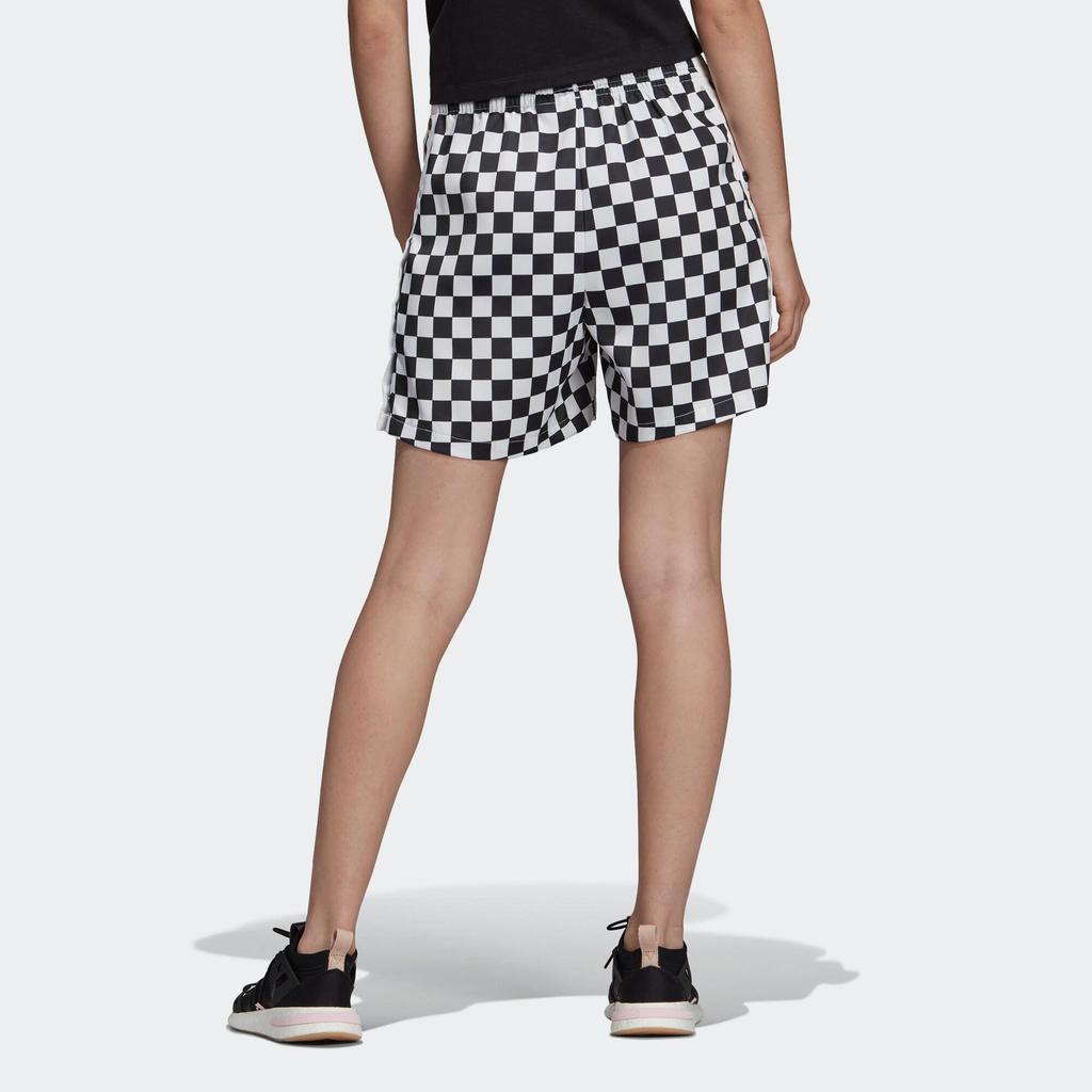 Adidas Originals Sports Lifestyle Series Plaid Stripe Design Breathable Sports Shorts Women Shorts Black White DU9716