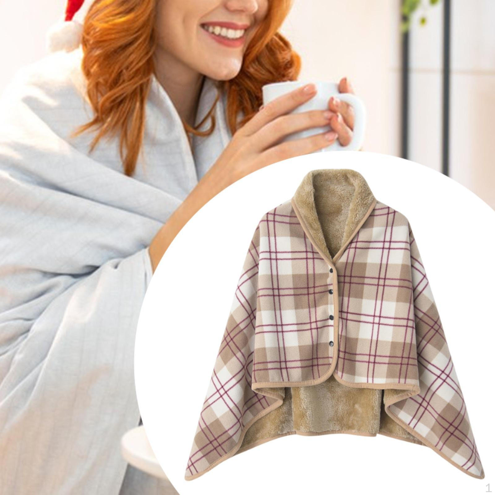 

Пончо Одеяло Удобное для Женщин Мужчин Уютная Клетчатая Шаль Зимний Подарок Бабушке Camel 100x140cm