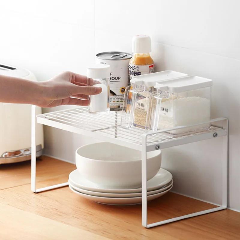 Desktop Storage Rack Multifunctional Cabinet Layered Shelf Save Space Iron Art Organizers Uitable For Kitchen Bedroom Holder