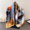 Contrasting Color Satin Imitation Silk Printing Large Square Scarf Silk Scarf Shawl Headscarf Neck Protection Scarf