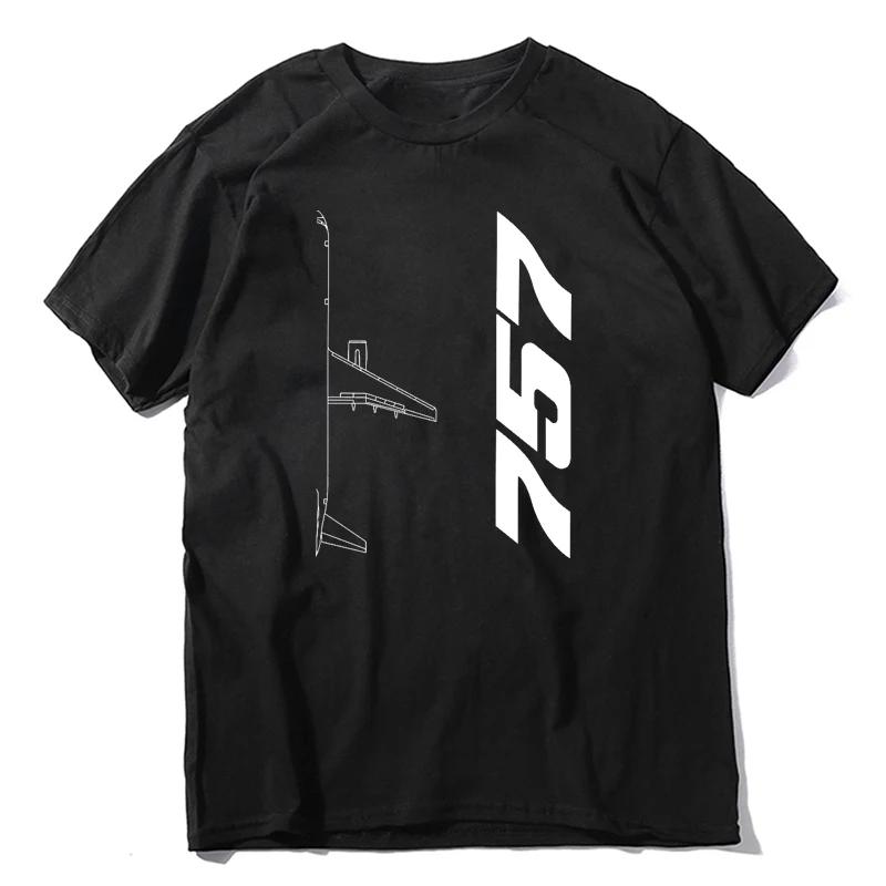 

Tees Short Sleeve Clothes Gift Idea Boeing 757 Silhouette Top Men s Cotton Funny Crew Neck Airplane Lover 4XL